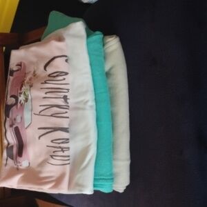2 shirts and 2 shorts ( pink, champion shorts) They Are new.